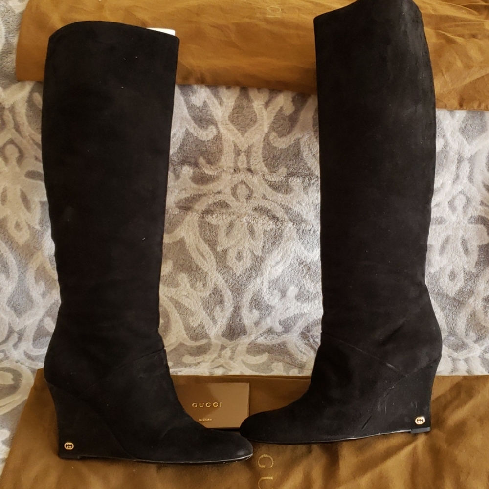 Gucci Black Suede Knee High Boot 8.5US fit 8.5-9 - Picture 6 of 16